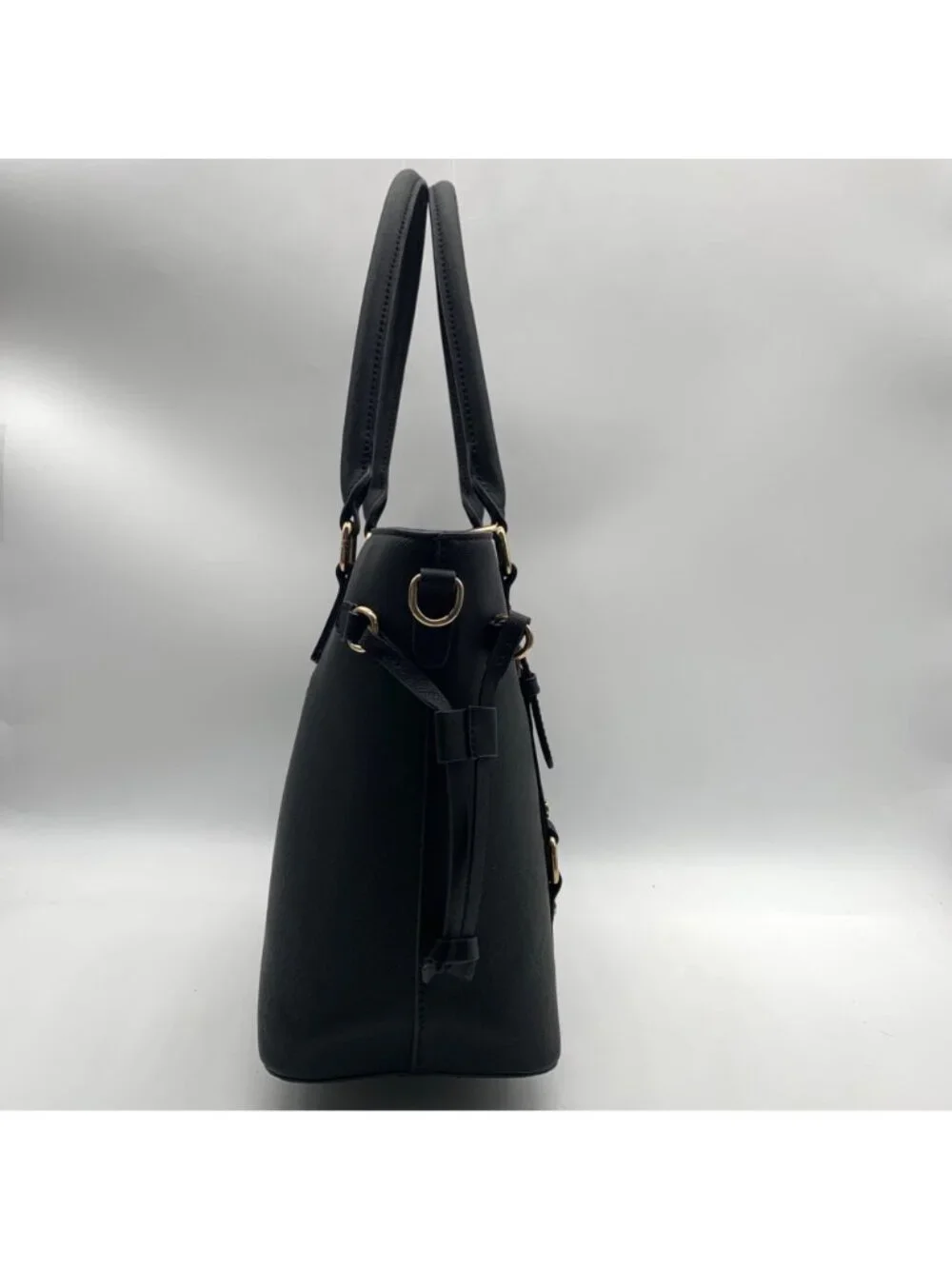 Montana West Black Saffiano Faux Leather Buckle Tote And Wallet